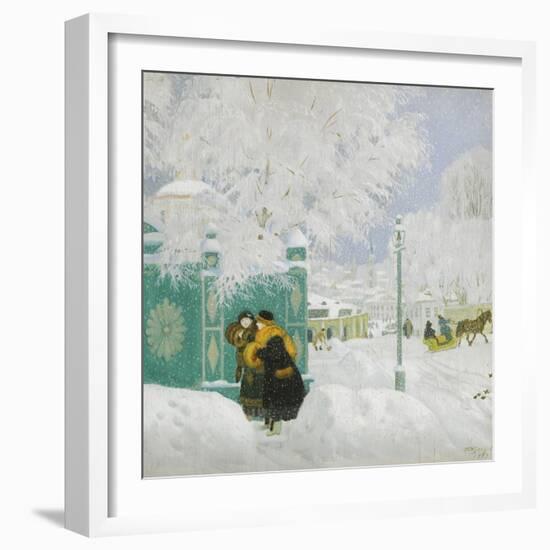 Winter Scene-Boris Michaylovich Kustodiev-Framed Giclee Print