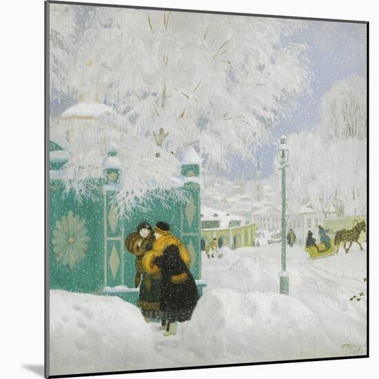 Winter Scene-Boris Michaylovich Kustodiev-Mounted Giclee Print