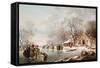 Winter Scene-Andries Vermeulen-Framed Stretched Canvas