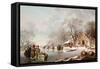 Winter Scene-Andries Vermeulen-Framed Stretched Canvas