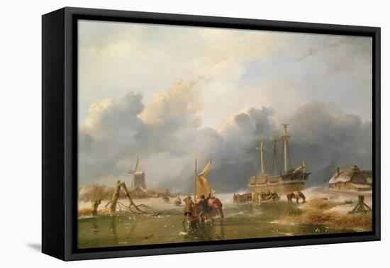 Winter Scene-Andreas Schelfhout-Framed Stretched Canvas