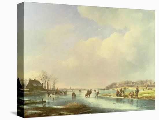 Winter Scene-Andreas Schelfhout-Stretched Canvas