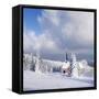 Winter scenery on the Kandel with church, Black Forest, Baden-Wurttemberg, Germany-Markus Lange-Framed Stretched Canvas