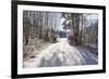 Winter Scenery with Way and the Sun in the Back Light-Wolfgang Filser-Framed Photographic Print