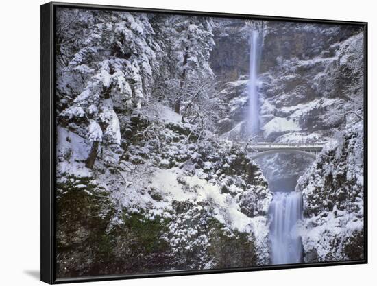 Winter Scenic at Multnomah Falls, Columbia River Gorge, Oregon, USA-Jaynes Gallery-Framed Photographic Print