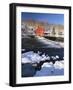 Winter Scenic with a Red Gristmill-George Oze-Framed Photographic Print