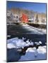 Winter Scenic with a Red Gristmill-George Oze-Mounted Photographic Print