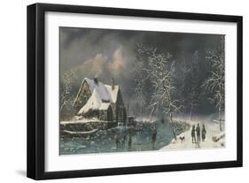 Winter Skating Scene-Louis Claude Mallebranche-Framed Giclee Print