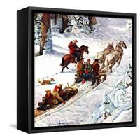 "Winter Sleigh Ride," December 17, 1949-John Clymer-Framed Stretched Canvas
