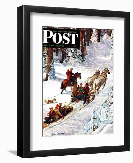 "Winter Sleigh Ride," Saturday Evening Post Cover, December 17, 1949-John Clymer-Framed Premium Giclee Print