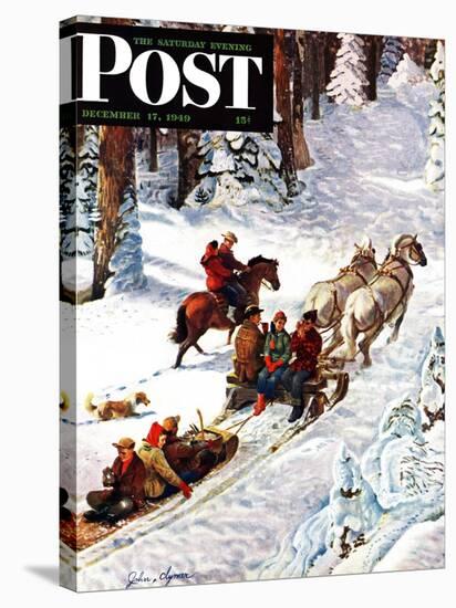 "Winter Sleigh Ride," Saturday Evening Post Cover, December 17, 1949-John Clymer-Stretched Canvas