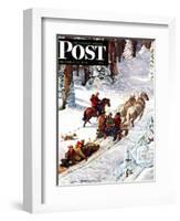 "Winter Sleigh Ride," Saturday Evening Post Cover, December 17, 1949-John Clymer-Framed Giclee Print