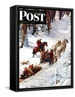 "Winter Sleigh Ride," Saturday Evening Post Cover, December 17, 1949-John Clymer-Framed Stretched Canvas