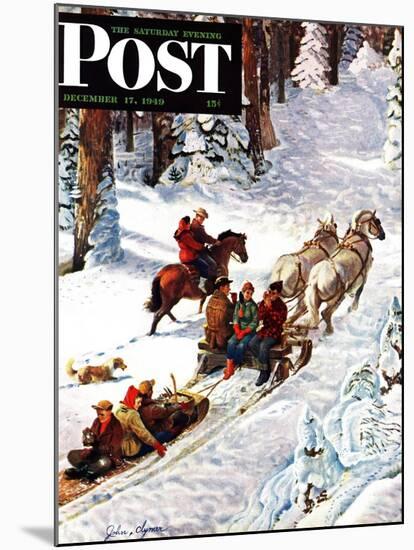 "Winter Sleigh Ride," Saturday Evening Post Cover, December 17, 1949-John Clymer-Mounted Giclee Print