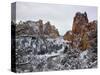 Winter snow at Smith Rock State Park, Crooked River, Terrebonne, Deschutes County, Oregon, USA-null-Stretched Canvas