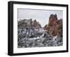 Winter snow at Smith Rock State Park, Crooked River, Terrebonne, Deschutes County, Oregon, USA-null-Framed Photographic Print