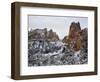Winter snow at Smith Rock State Park, Crooked River, Terrebonne, Deschutes County, Oregon, USA-null-Framed Photographic Print