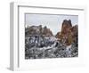 Winter snow at Smith Rock State Park, Crooked River, Terrebonne, Deschutes County, Oregon, USA-null-Framed Photographic Print