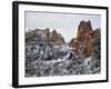 Winter snow at Smith Rock State Park, Crooked River, Terrebonne, Deschutes County, Oregon, USA-null-Framed Photographic Print