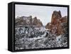 Winter snow at Smith Rock State Park, Crooked River, Terrebonne, Deschutes County, Oregon, USA-null-Framed Stretched Canvas