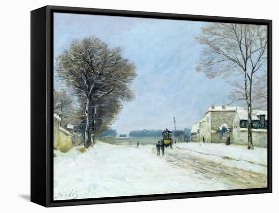 Winter, Snow Effect, 1876-Alfred Sisley-Framed Stretched Canvas