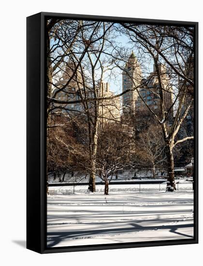 Winter Snow in Central Park-Philippe Hugonnard-Framed Stretched Canvas