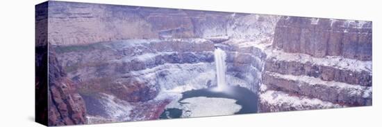 Winter Snow in the Palouse Falls, Washington, USA-Terry Eggers-Stretched Canvas