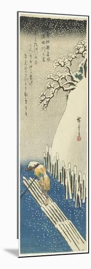 Winter: Snow over the Sumida River, C.1834-Utagawa Hiroshige-Mounted Premium Giclee Print