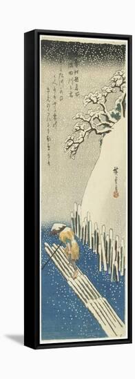 Winter: Snow over the Sumida River, C.1834-Utagawa Hiroshige-Framed Stretched Canvas
