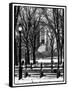 Winter Snow with Street Lamp in Central Park View-Philippe Hugonnard-Framed Stretched Canvas