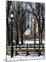 Winter Snow with Street Lamp in Central Park View-Philippe Hugonnard-Mounted Photographic Print