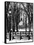 Winter Snow with Street Lamp in Central Park View-Philippe Hugonnard-Framed Stretched Canvas