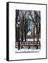 Winter Snow with Street Lamp in Central Park View-Philippe Hugonnard-Framed Stretched Canvas