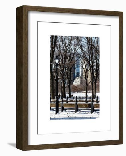 Winter Snow with Street Lamp in Central Park View-Philippe Hugonnard-Framed Art Print