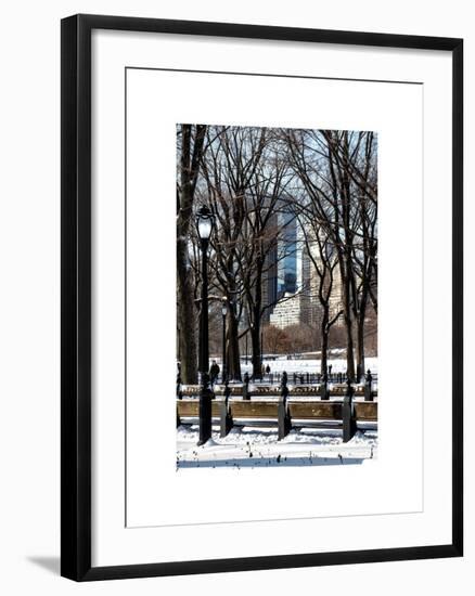 Winter Snow with Street Lamp in Central Park View-Philippe Hugonnard-Framed Art Print