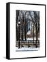 Winter Snow with Street Lamp in Central Park View-Philippe Hugonnard-Framed Stretched Canvas