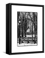 Winter Snow with Street Lamp in Central Park View-Philippe Hugonnard-Framed Stretched Canvas