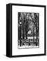 Winter Snow with Street Lamp in Central Park View-Philippe Hugonnard-Framed Stretched Canvas