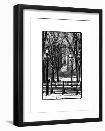 Winter Snow with Street Lamp in Central Park View-Philippe Hugonnard-Framed Art Print