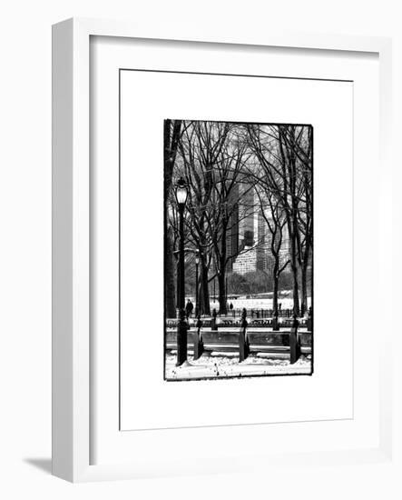 Winter Snow with Street Lamp in Central Park View-Philippe Hugonnard-Framed Art Print