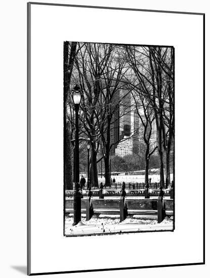 Winter Snow with Street Lamp in Central Park View-Philippe Hugonnard-Mounted Art Print