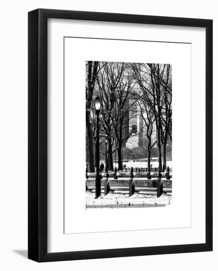 Winter Snow with Street Lamp in Central Park View-Philippe Hugonnard-Framed Art Print