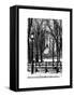 Winter Snow with Street Lamp in Central Park View-Philippe Hugonnard-Framed Stretched Canvas