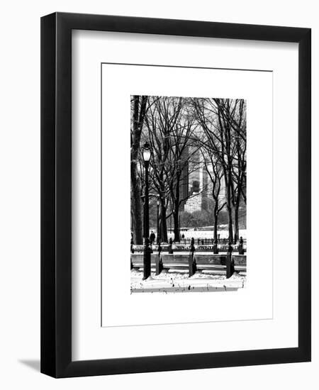 Winter Snow with Street Lamp in Central Park View-Philippe Hugonnard-Framed Art Print