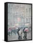 Winter Snowstorm, Place Grenette, Grenoble, Isere, French Alps, France-Walter Bibikow-Framed Stretched Canvas