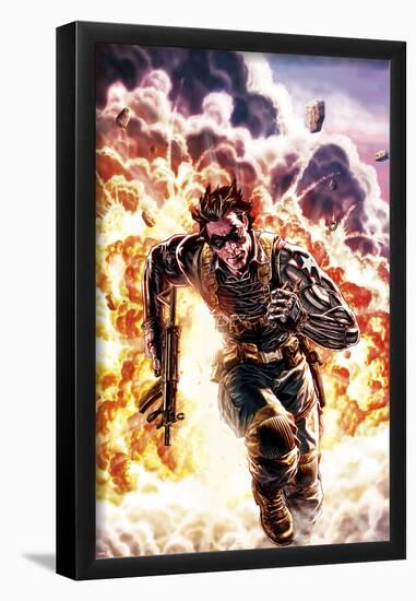 Winter Soldier No.4 Cover: Winter Soldier Escaping an Explosion-Lee Bermejo-Framed Poster