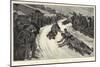 Winter Sports at Davos Platz, Bob-Sleighs Turning a Sharp Corner on the Toboggan Slide-Henri Lanos-Mounted Giclee Print