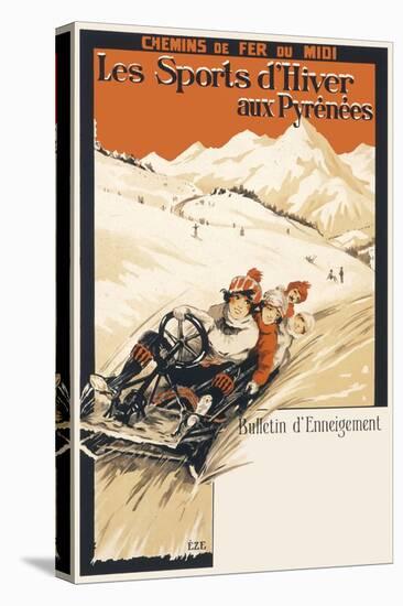 Winter Sports in the Pyrenees Poster-null-Stretched Canvas