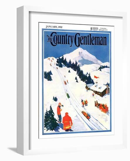 "Winter Sports Scene," Country Gentleman Cover, January 1, 1932-Dudley Gloyne Summers-Framed Giclee Print