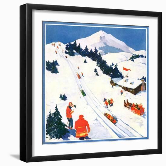 "Winter Sports Scene,"January 1, 1932-Dudley Gloyne Summers-Framed Premium Giclee Print